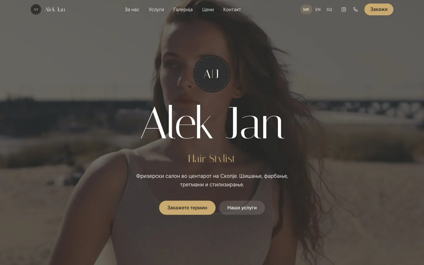Alek Jan: the first screen of alekjan.com